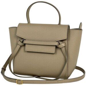 Celine Belt Bag Nano 2-Way Shoulder Bag Handbag Leather Beige